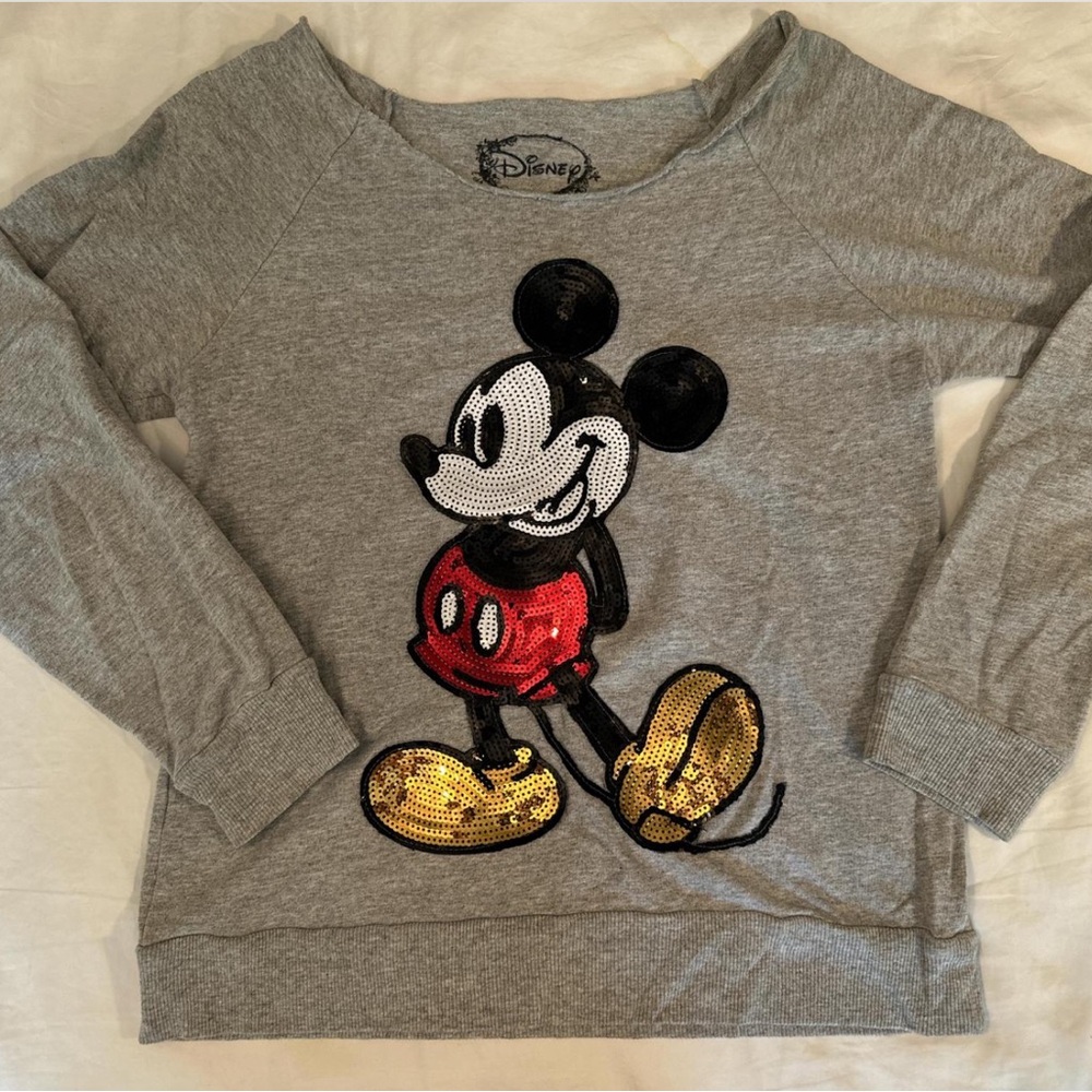 Vintage Disney Mickey Mouse Sequin Long Sleeve Crewneck